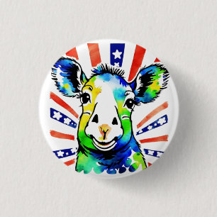 Funny watercolor colorful sheep button
