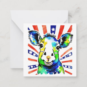 Funny watercolor colorful sheep note card