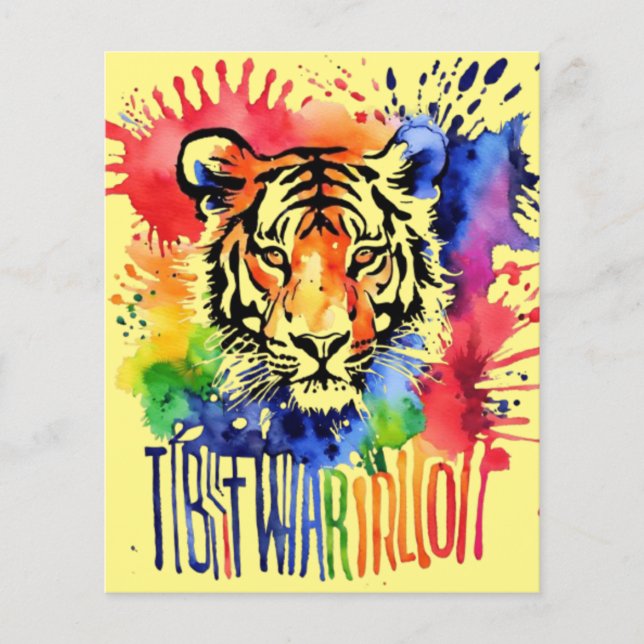 Funny watercolor colorful tiger (Front)