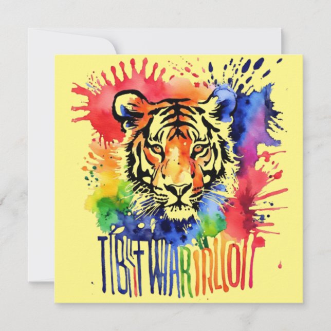 Funny watercolor colorful tiger (Front)