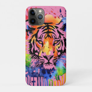 Funny watercolor colorful tiger iPhone 11 pro case
