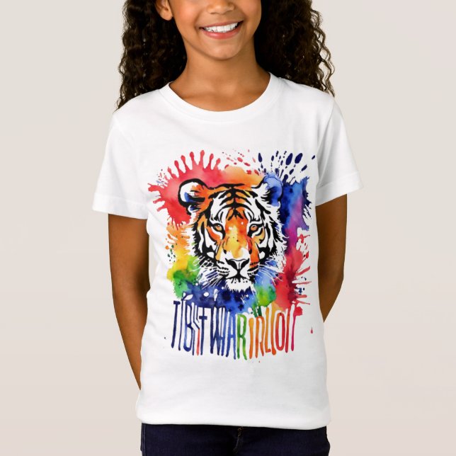 Funny watercolor colorful tiger T-Shirt (Front)