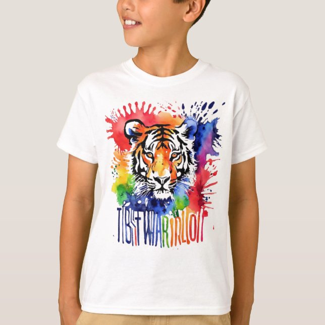Funny watercolor colorful tiger T-Shirt (Front)