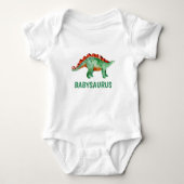 Funny Watercolor Dinosaur Personalized  Baby Bodysuit (Front)