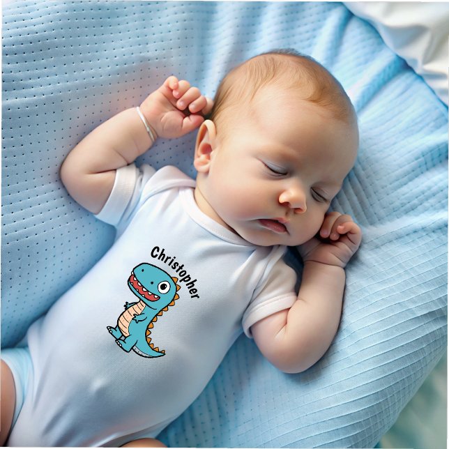 Funny Watercolor Dinosaur Personalized Baby Bodysuit (Creator Uploaded)