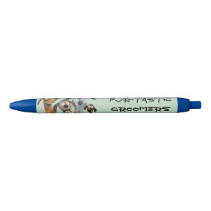 Funny Watercolor Dog Groomers Boutique Blue Pen