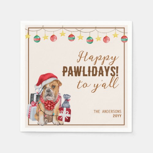 Funny Watercolor Dogs Chrismtas Party Paper Napkin
