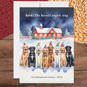 Funny Watercolor Dogs Singing Christmas Carols Holiday Card
