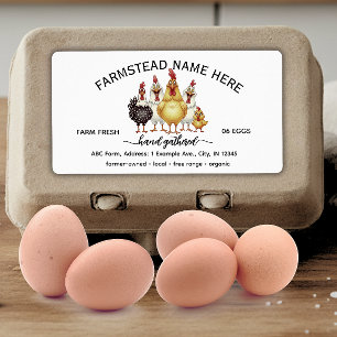 Funny Watercolor Farm Fresh Eggs Carton Label