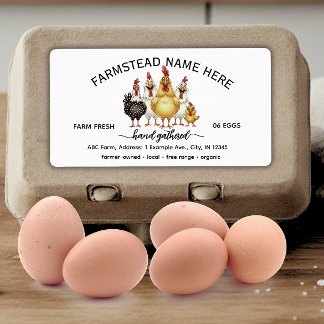 Funny Watercolor Farm Fresh Eggs Carton Label