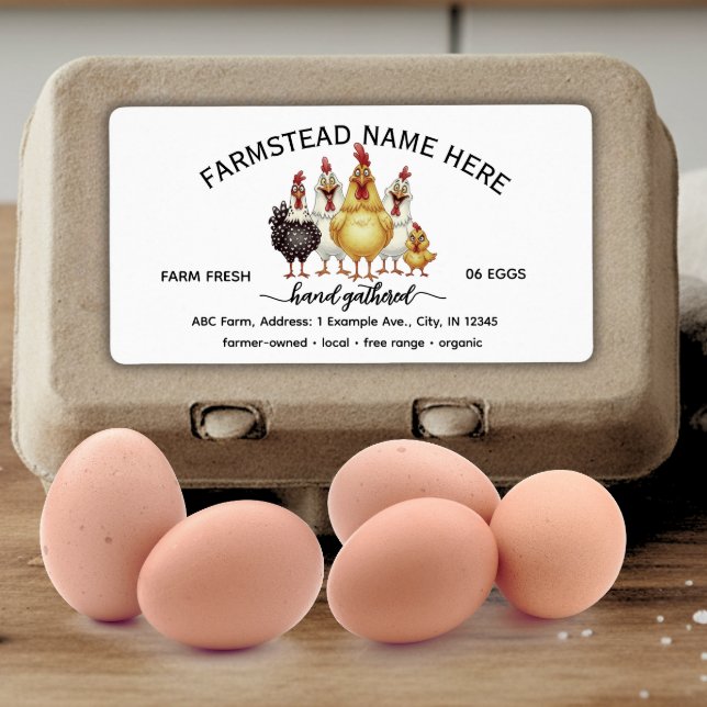 Funny Watercolor Farm Fresh Eggs | Monogram Egg Ca Label (Creator Uploaded)