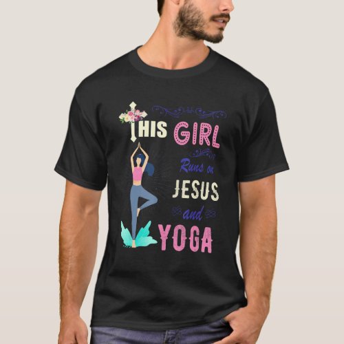 Funny  Watercolor Girl Run On Jesus And Yoga T_Shirt