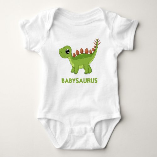 Funny Watercolor Green Dinosaur Dino Personalized Baby Bodysuit