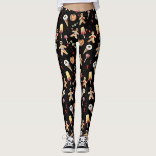 Funny Watercolor Halloween Treats Leggings