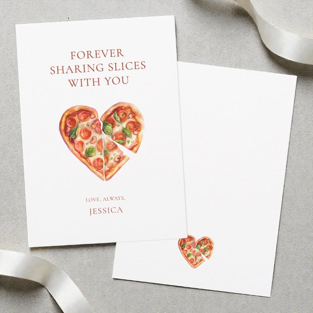 Funny Watercolor Heart Pizza Love Valentine's Day Holiday Card (Funny Watercolor Heart Pizza Love Valentine's Day Holiday Card)