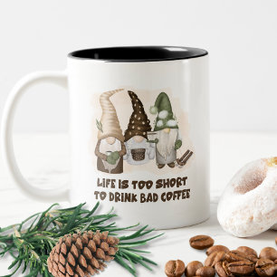 Funny Watercolor Matching Merry Christmas Gnomes Two-Tone Coffee Mug
