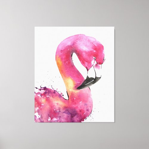 Funny Watercolor Pink Flamingo Gifts Lover Canvas Print