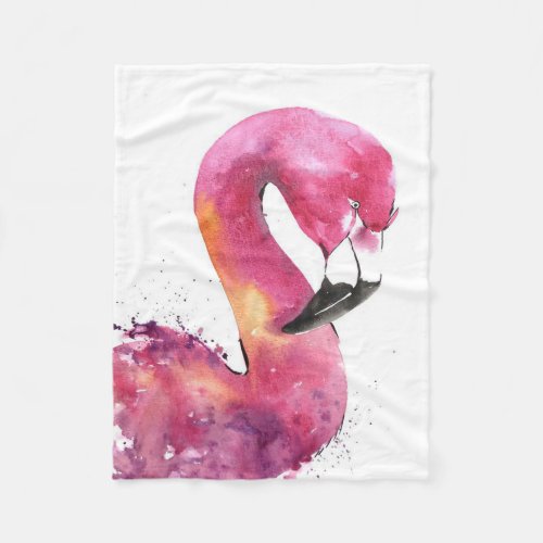 Funny Watercolor Pink Flamingo Gifts Lover Fleece Blanket