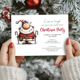 Funny Watercolor Santa Festive Party Invitation