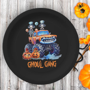 Funny Watercolor Skeletons Ghoul Gang Halloween Paper Plates