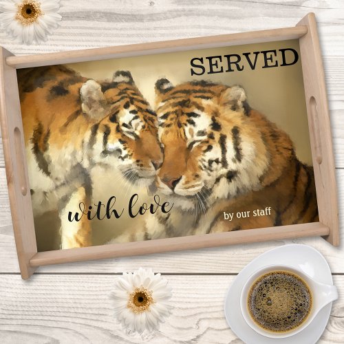 Funny Watercolor Tiger Big Cat Animal Serving Tray