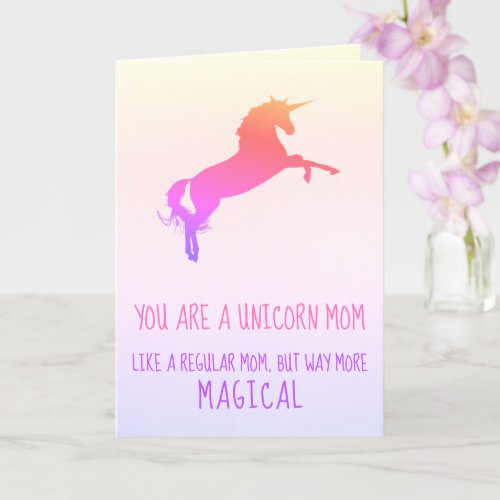 Funny Watercolor Unicorn Stepmom Mom Birthday Card