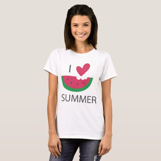 Funny Watercolor Watermelon Heart I Love Summer
