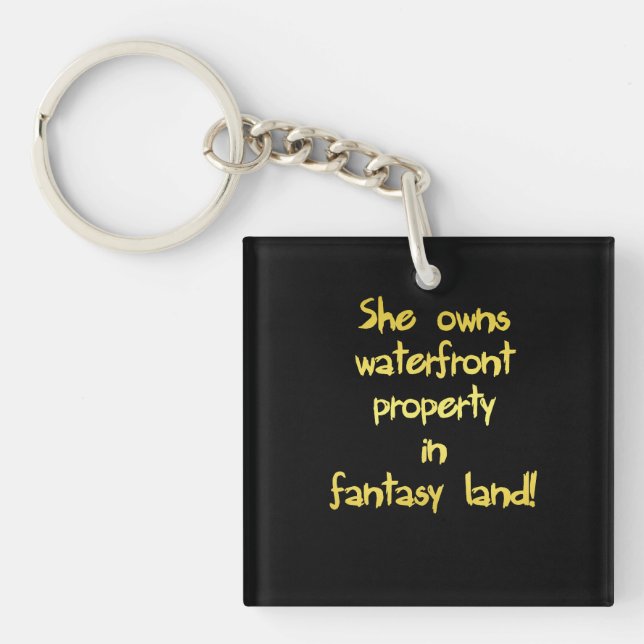 Funny Waterfront Property Joke Keychain (Front)
