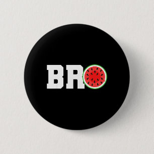 Funny Watermelon Bro Cute Summer Vacation Brother Button