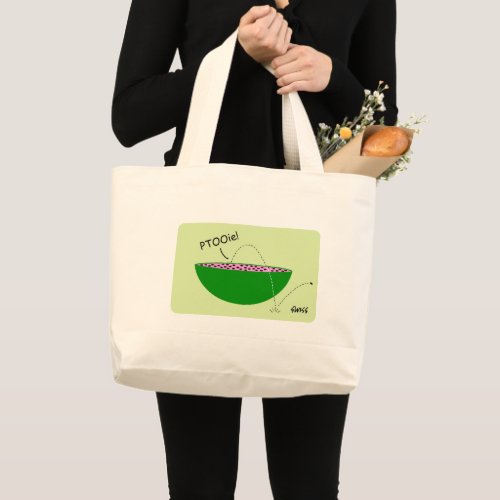 Funny Watermelon Cartoon Art with Seeds Colorful Large Tote Bag