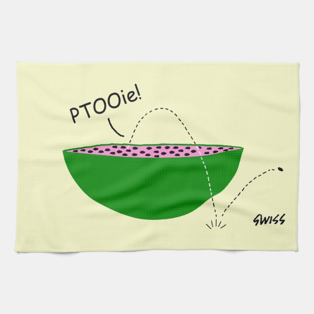 Funny Watermelon Cartoon with Seeds Kitchen Towel (Horizontal)