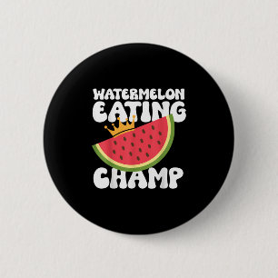 Funny Watermelon Eating Champ Summer Eating Button