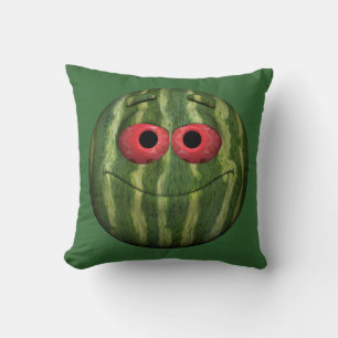 Funny Watermelon Emoticon Throw Pillow