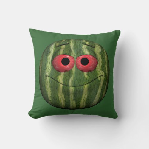 Funny Watermelon Emoticon Throw Pillow