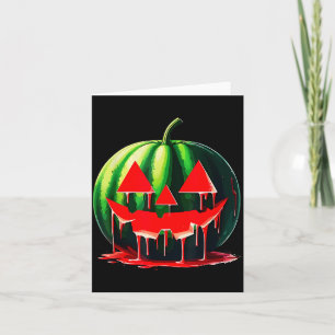 Funny Watermelon Jack O Lantern Soky Dripng Fruit Card