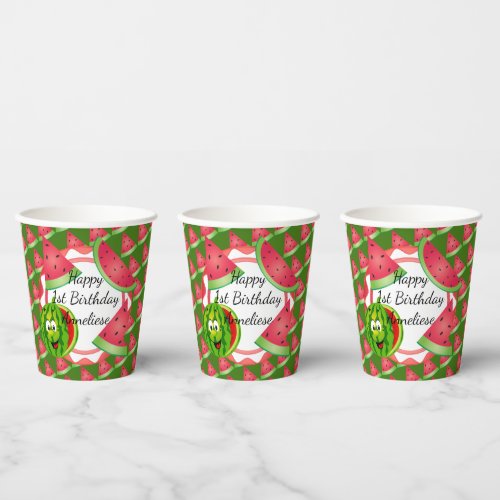 Funny Watermelon Kids Birthday Theme Paper Cups