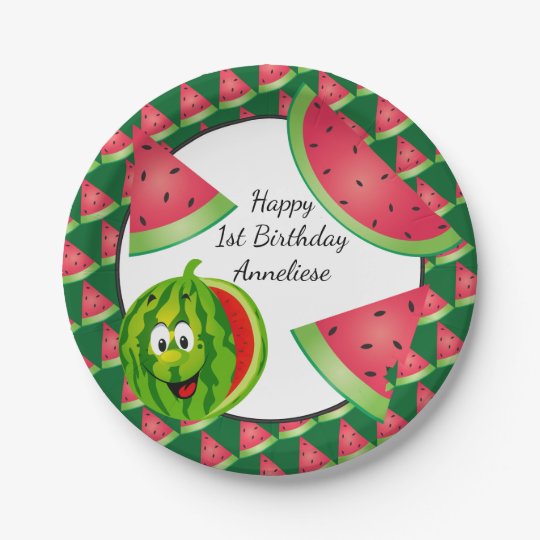 Funny Watermelon Kid's Birthday Theme Paper Plate