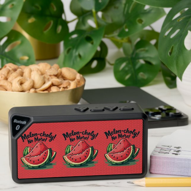 Funny Watermelon Pun "Melon-choly No More"  Bluetooth Speaker (Insitu(Table))