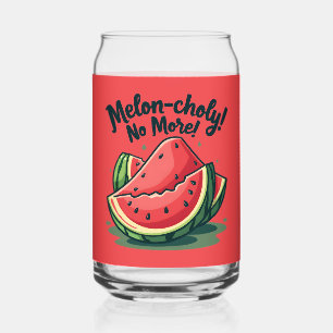 Funny Watermelon Pun "Melon-choly No More" Can Glass