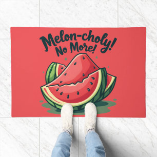 Funny Watermelon Pun "Melon-choly No More" Doormat