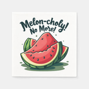 Funny Watermelon Pun "Melon-choly No More" Napkins