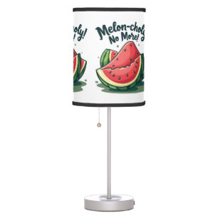 Funny Watermelon Pun "Melon-choly No More" Table Lamp