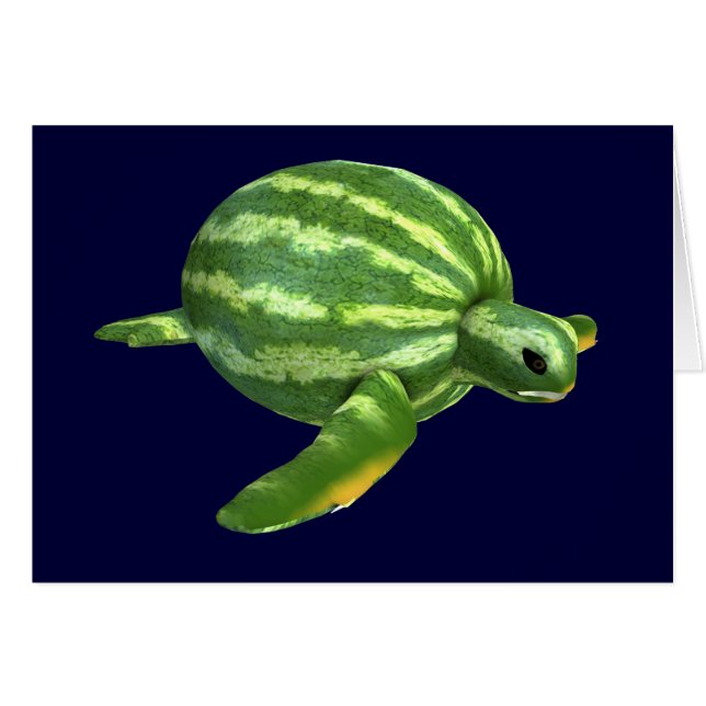 Funny Watermelon Seaturtle Cards (Front Horizontal)