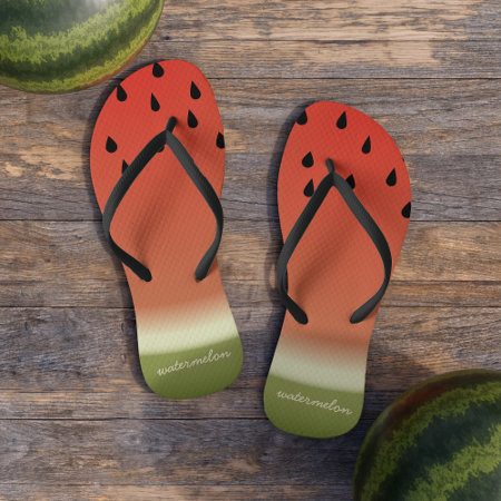 Funny Watermelon Slice Family Name Red Flip Flops