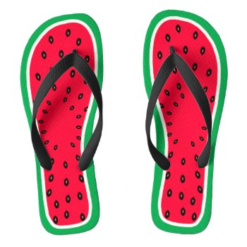 Funny Watermelon Slice Summer Fruit Unique Design Flip Flops by UrHomeNeeds at Zazzle