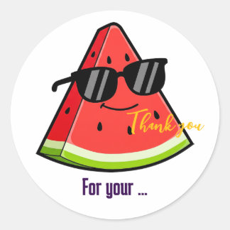 Funny Watermelon Sunglasses Thank You Classic Round Sticker