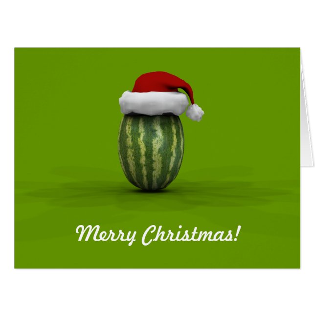 Funny Watermelon With Santa Claus Hat Cards (Front Horizontal)