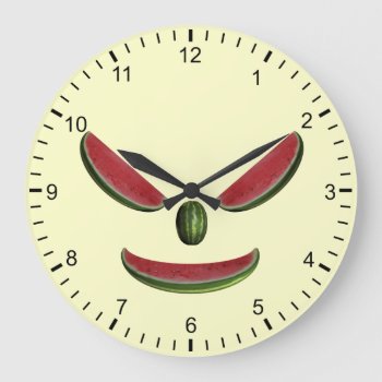 Funny Watermelons Face Large Clock by Emangl3D at Zazzle