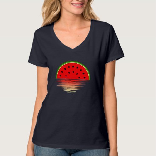 Funny Watermelons Melons Tropical Fruit Sunset Sum T_Shirt
