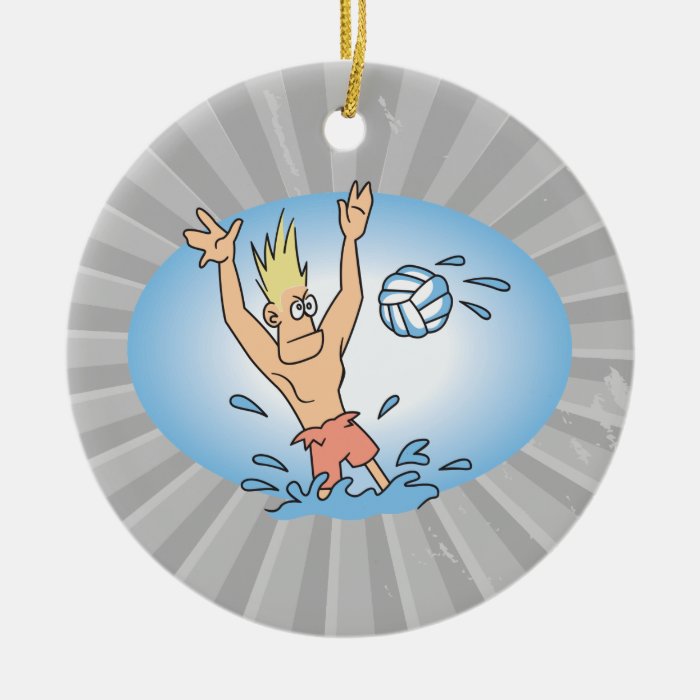 funny waterpolo dude cartoon christmas ornaments